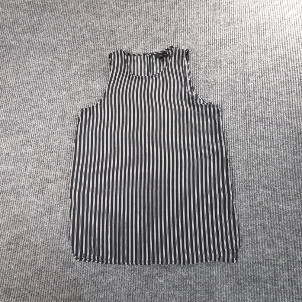 Who What Wear Womens Sleeveless Striped Blouse Black White Size S‎ Keyhole Back